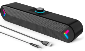 LENRUE Computer Speakers,Wired USB-Powered Sound-bar with 10W Stereo Sound for PC Desktop